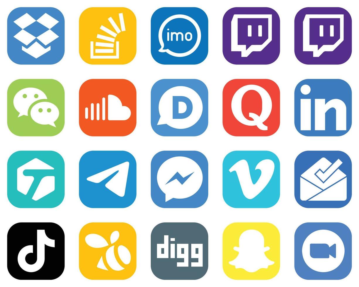 20 Simple Social Media Icons such as question. disqus. music and soundcloud icons. Gradient Icons Collection vector