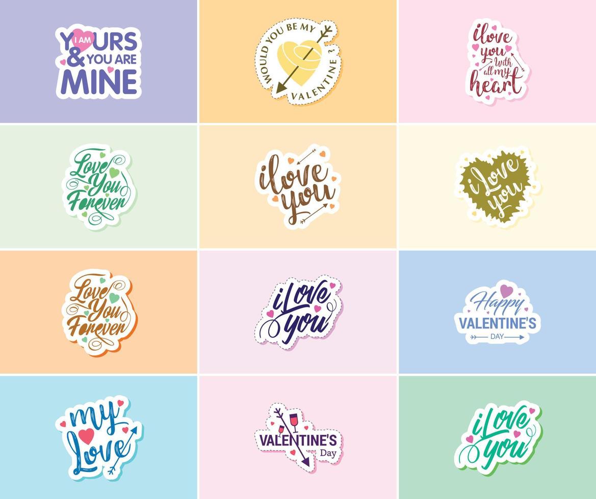 Heartwarming Valentine's Day Typography and Graphic Design Stickers vector