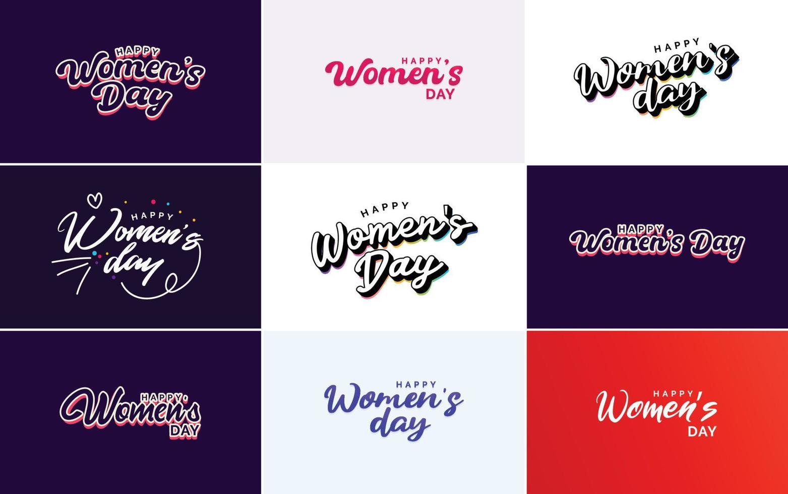 Happy Women's Day design with a realistic illustration of a bouquet of flowers and a banner reading March 8. featuring a gradient color scheme vector