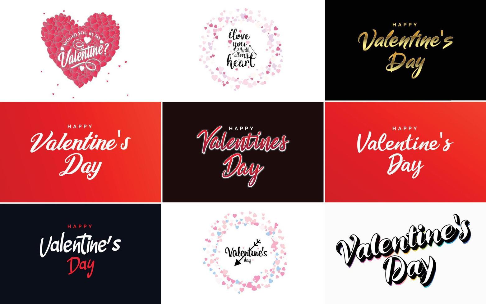 Happy Valentine's Day typography poster with handwritten calligraphy text. isolated on white background vector illustration