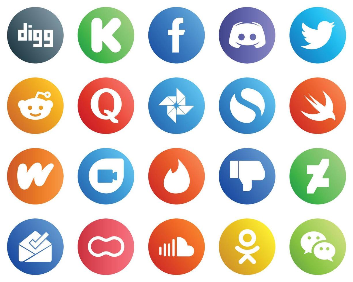 20 High Quality Social Media Icons such as swift. google photo. text. question and reddit icons. High definition and versatile vector