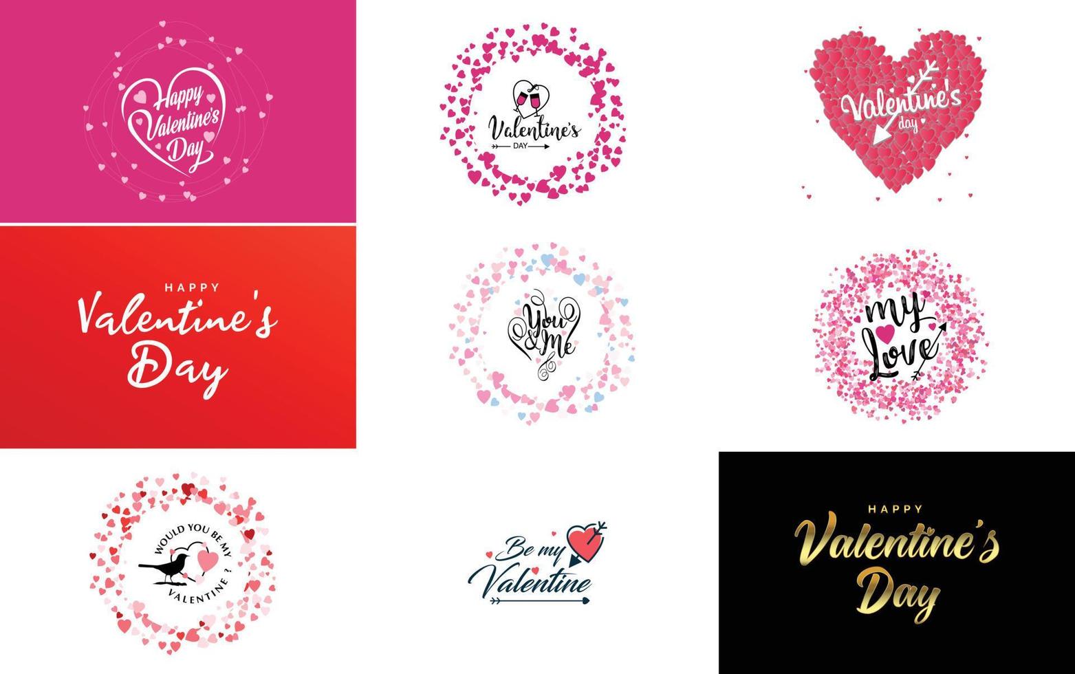 Happy Valentine's Day hand lettering calligraphy text and heart. isolated on white background vector illustration