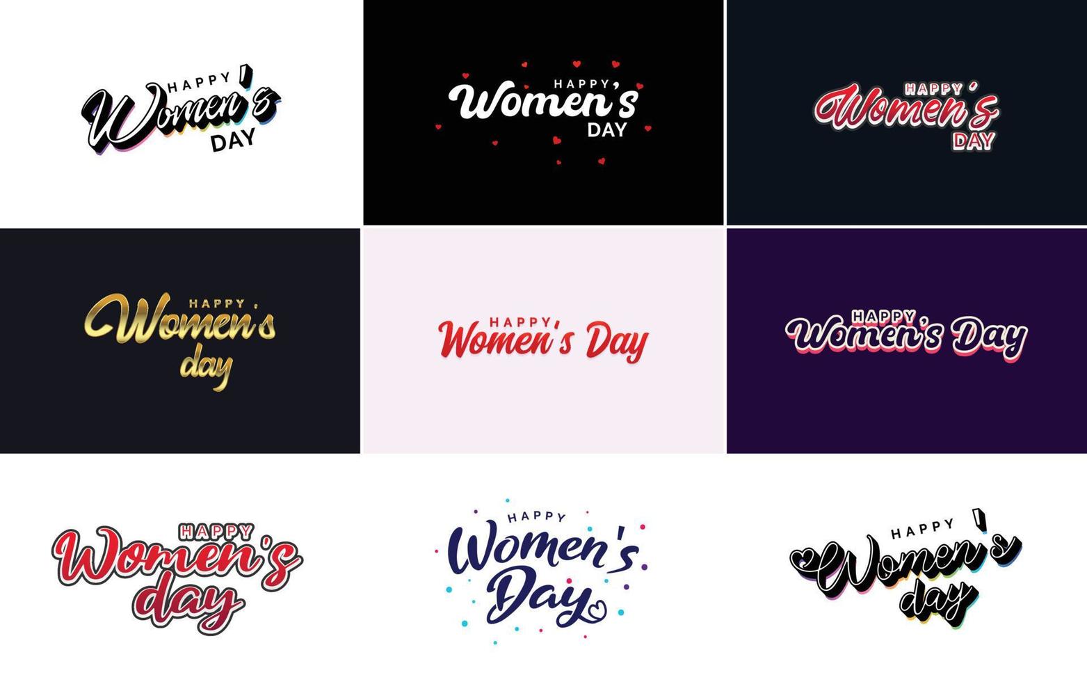 Set of International Women's Day cards with a logo and a gradient color scheme vector