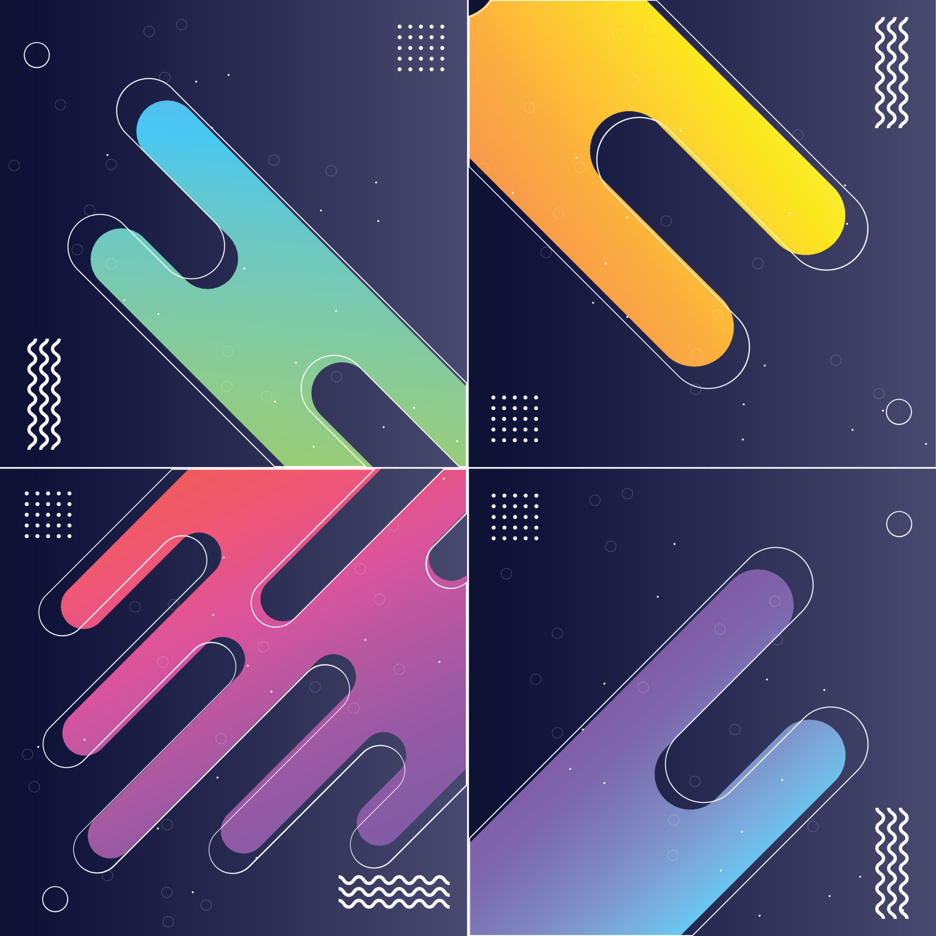 Pack of 4 Vector Illustrations of Modish Backgrounds with Designed