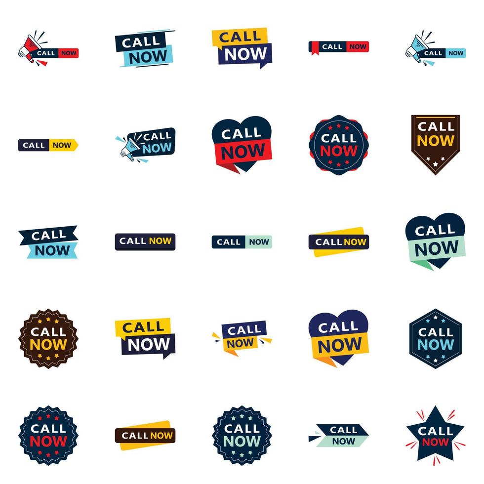 Call Now 25 Fresh Typographic Designs for an updated calling campaign vector