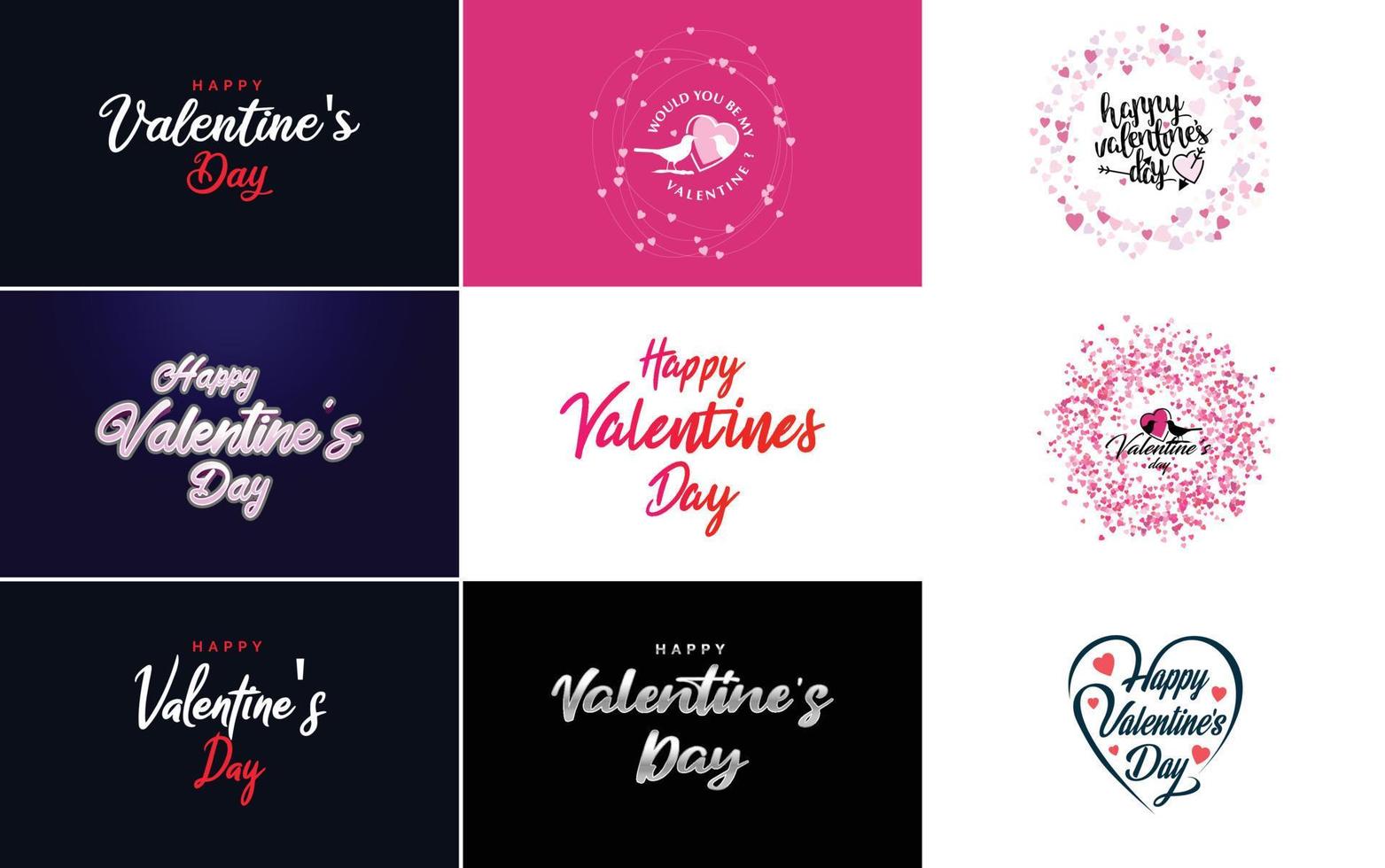 plantilla de tarjeta de felicitación de feliz día de san valentín con un tema romántico y un esquema de color rojo y rosa vector