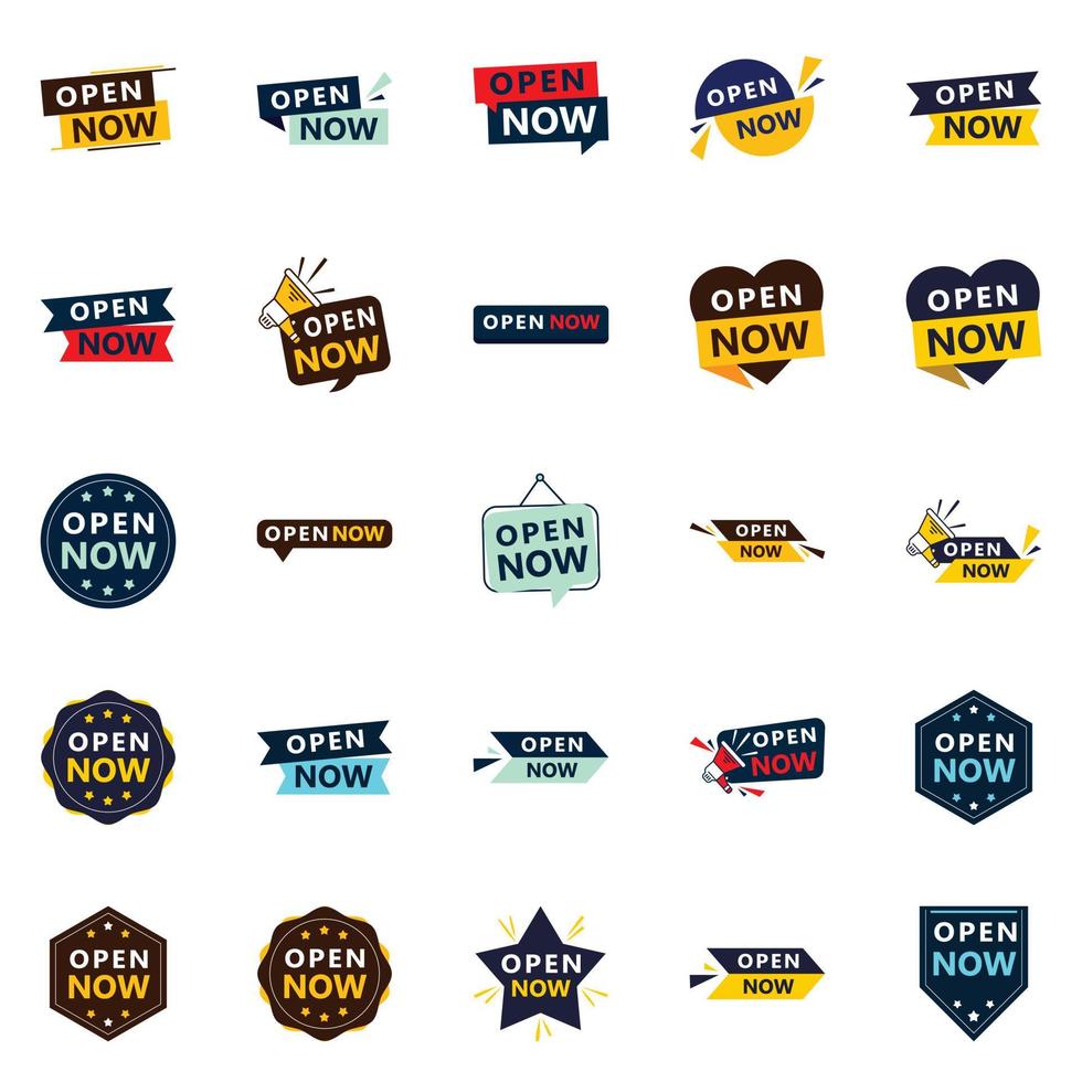 Open now collection 25 versatile designs vector
