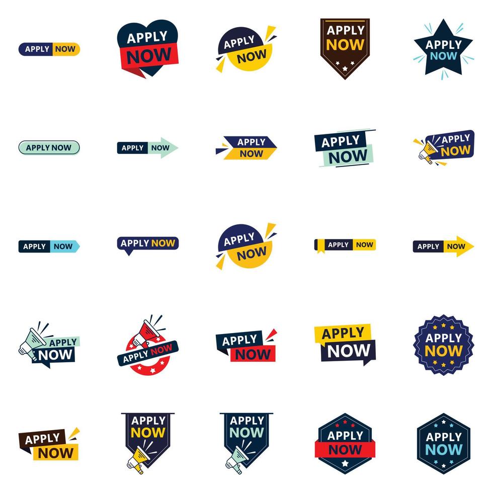 Grab Customers Attention with Our Pack of 25 Apply Now Banners vector
