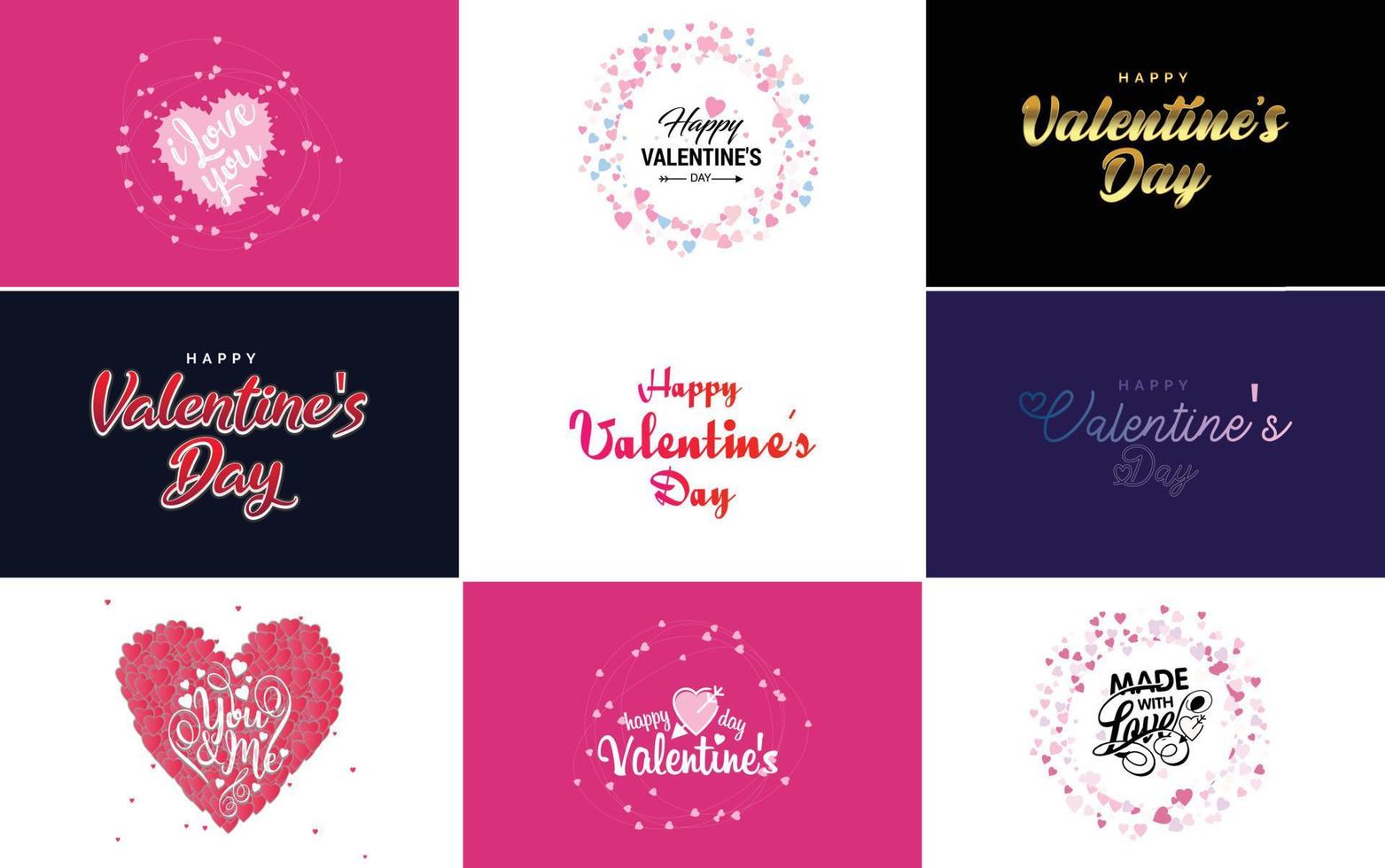 Happy Valentine's Day typography poster with handwritten calligraphy text. isolated on white background vector illustration