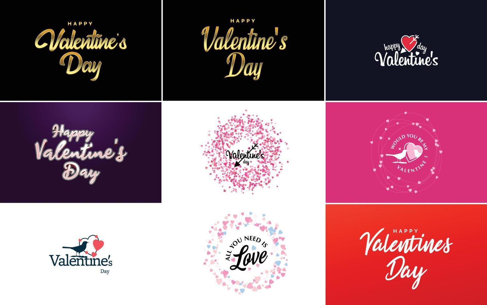 Happy Valentine's Day greeting card template with a romantic theme and a red color scheme vector