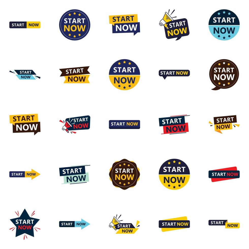 Begin today 25 Eye catching Typographic Banners for starting vector