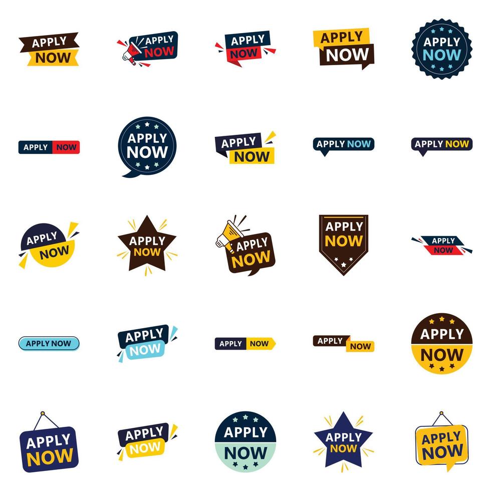 Get the Best Value with Our Pack of 25 Apply Now Banners vector
