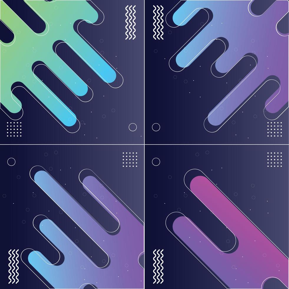 Abstract Geometric Gradient Backgrounds Pack of 4 Minimalistic Fluid Shapes vector