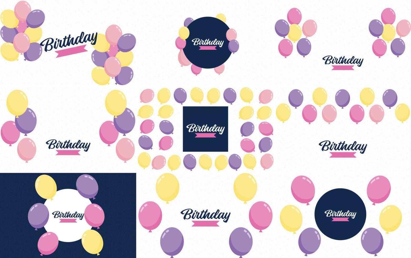 Elegant golden. blue. silver. and white balloon and cloth bunting party popper ribbonHappy Birthday celebration card banner template vector