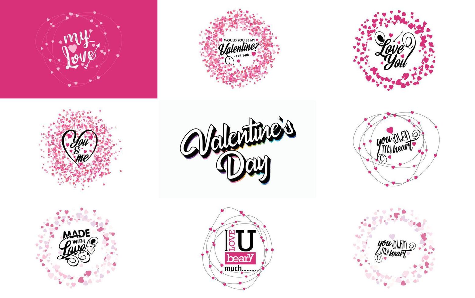 Vector illustration of a heart-shaped wreath with Happy Valentine's Day text