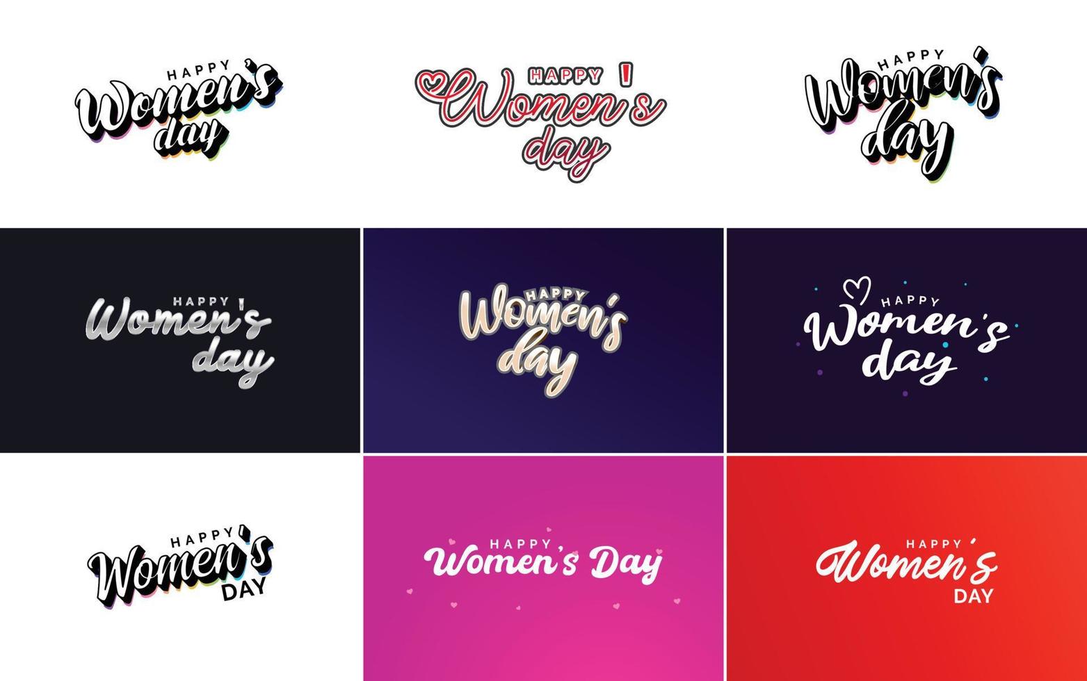 March 8 typographic design set with Happy Women's Day text vector