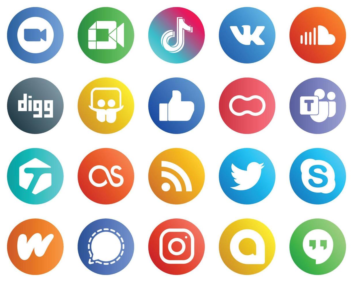 20 Simple Social Media Icons such as slideshare. music. douyin. sound and vk icons. High resolution and editable vector