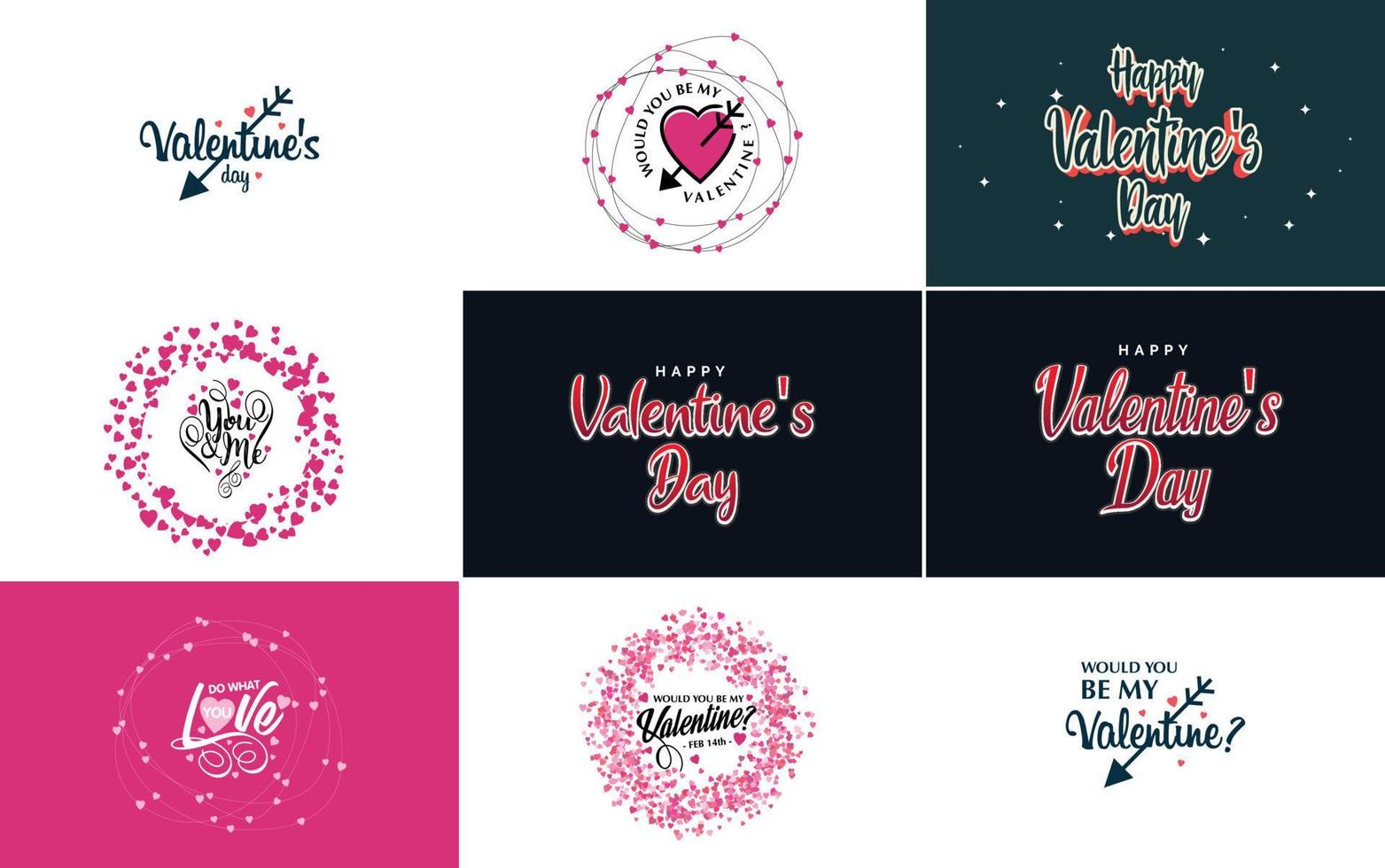 Happy Valentine's Day typography poster with handwritten calligraphy text. isolated on white background vector illustration