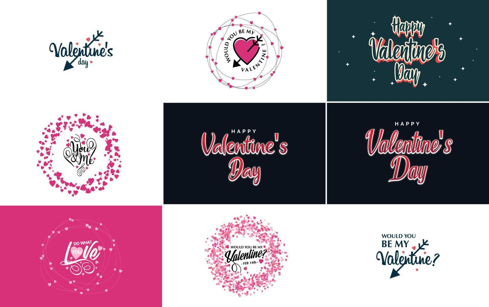 Happy Valentine's Day typography poster with handwritten calligraphy text. isolated on white background vector illustration