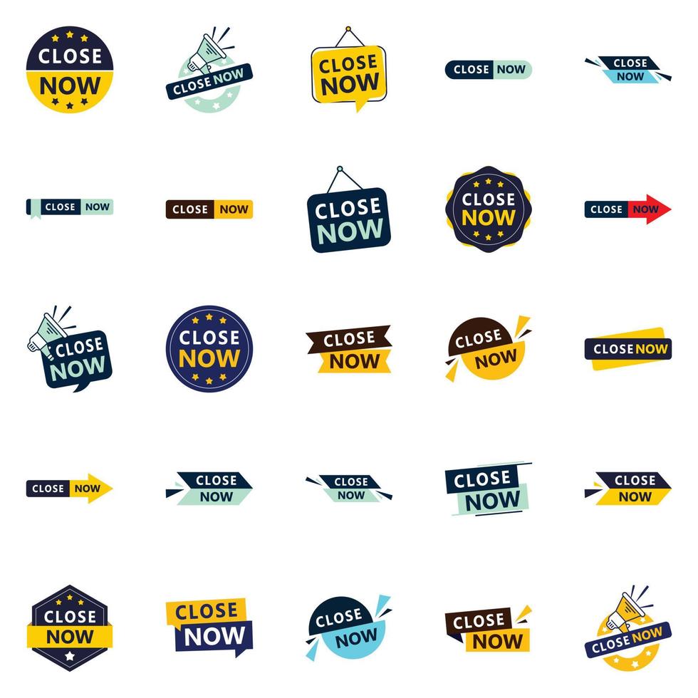 Close Now Text Banners Pack of 25 vector