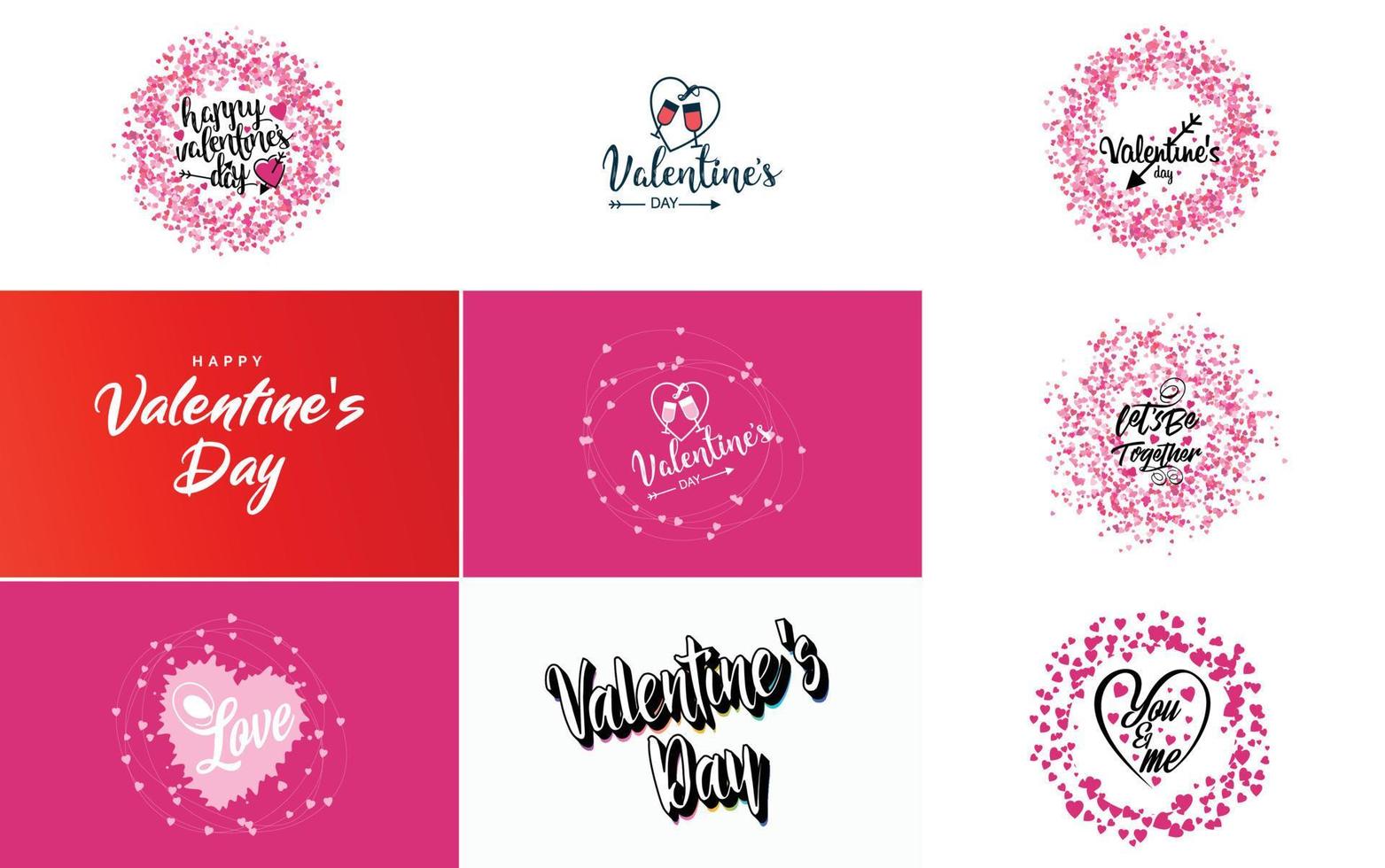 Happy Valentine's Day typography poster with handwritten calligraphy text. isolated on white background vector illustration