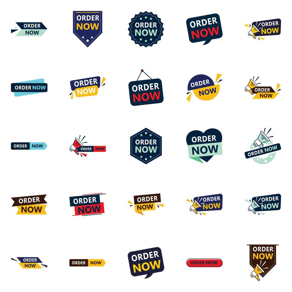 Grab Customers Attention with Our Pack of 25 Order Now Banners vector