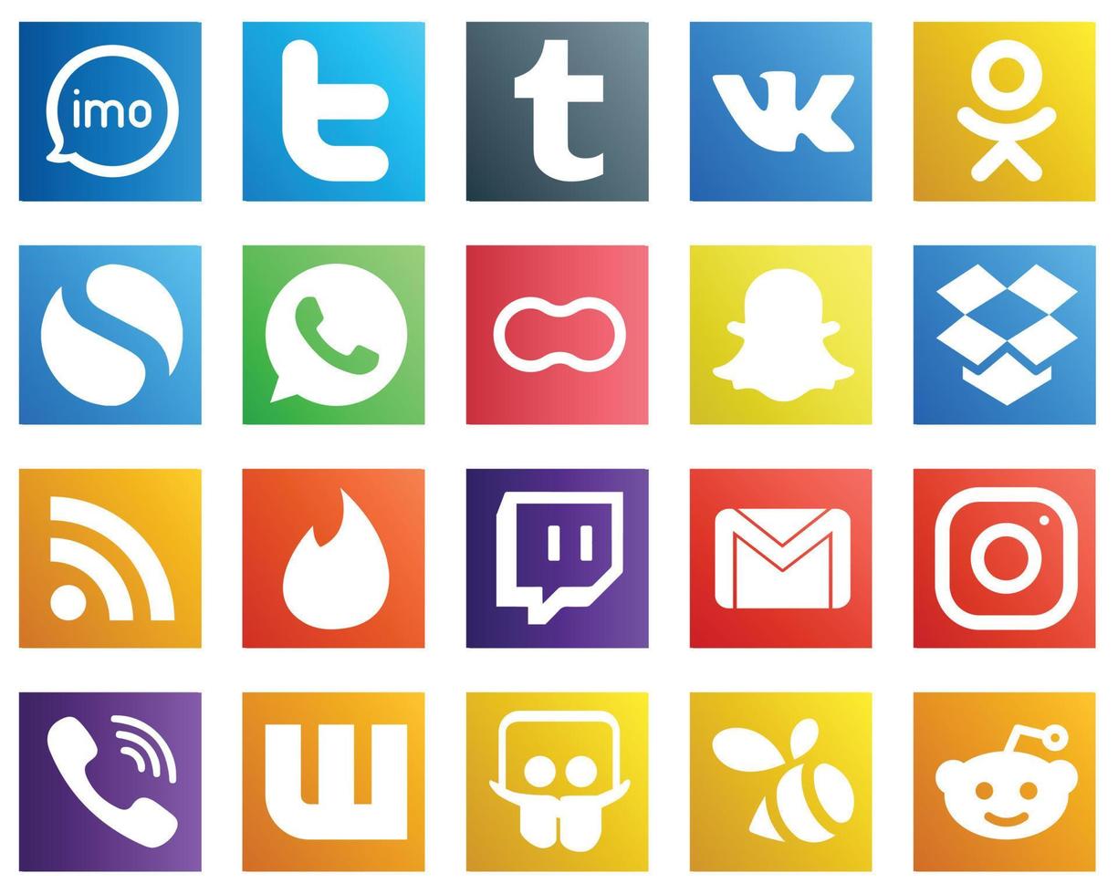 20 Minimalist Social Media Icons such as feed. dropbox. odnoklassniki. snapchat and mothers icons. Unique and high definition vector