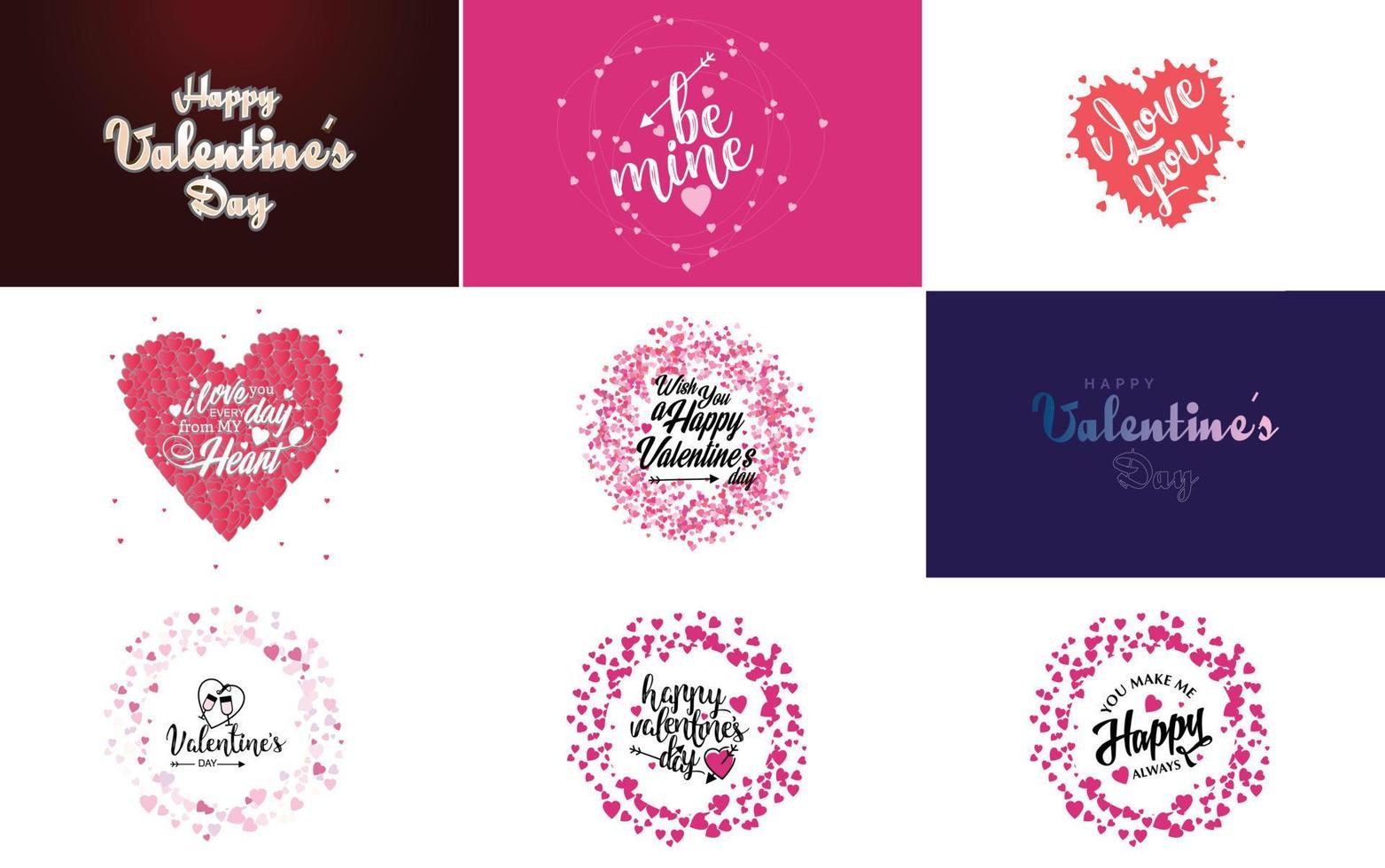 Happy Valentine's Day typography poster with handwritten calligraphy text. isolated on white background vector illustration