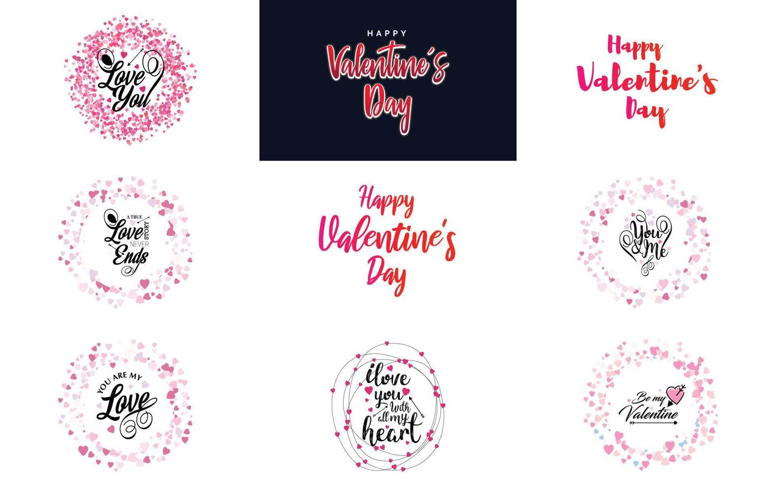 plantilla de banner de feliz día de san valentín con un tema romántico y un esquema de color rojo vector