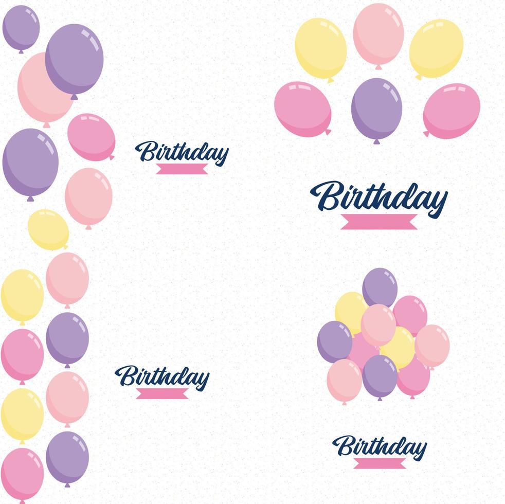 Birthday banner with frame and hand-drawn cartoon watercolor balloons symbolizing a birthday party design suitable for holiday greeting cards and birthday invitations vector