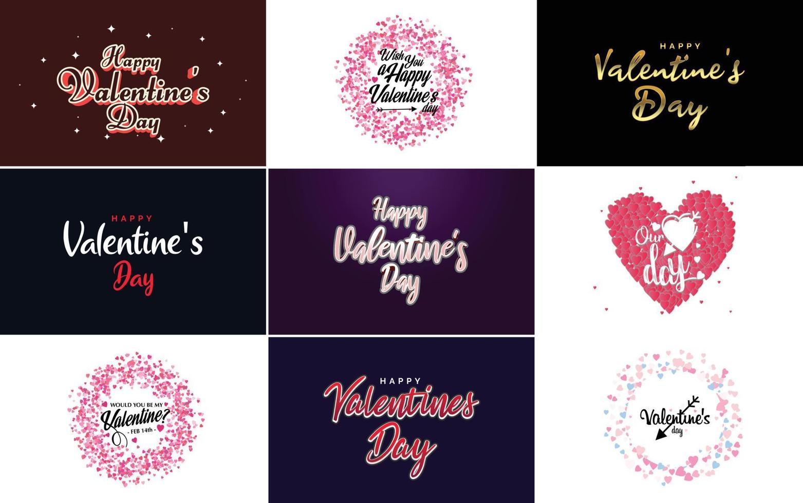 Happy Valentine's Day typography poster with handwritten calligraphy text. isolated on white background vector illustration