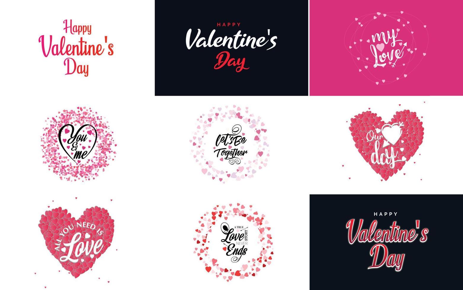 Happy Valentine's Day greeting card template with a romantic theme and a red and pink color scheme vector
