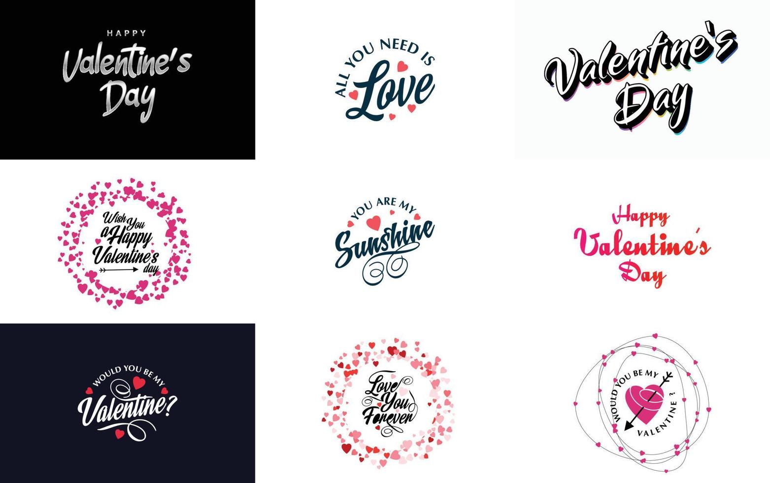 Happy Valentine's Day typography poster with handwritten calligraphy text. isolated on white background vector illustration