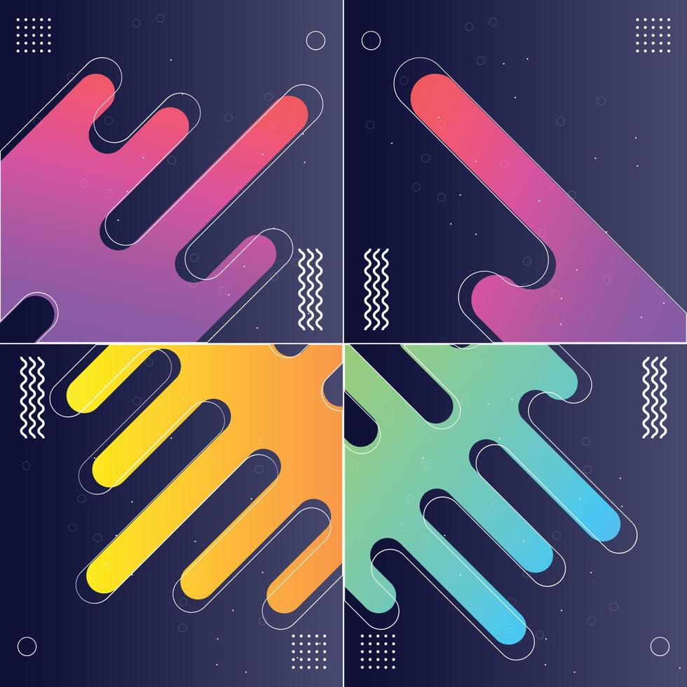 Modish Style Abstractions in Color Pack of 4 Vector Illustrations