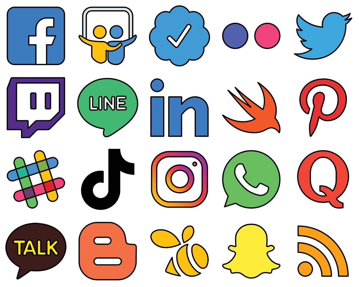 20 Clean Line Filled Social Media Icons such as douyin. spotify. tweet. pinterest and professional High-resolution and stylish vector