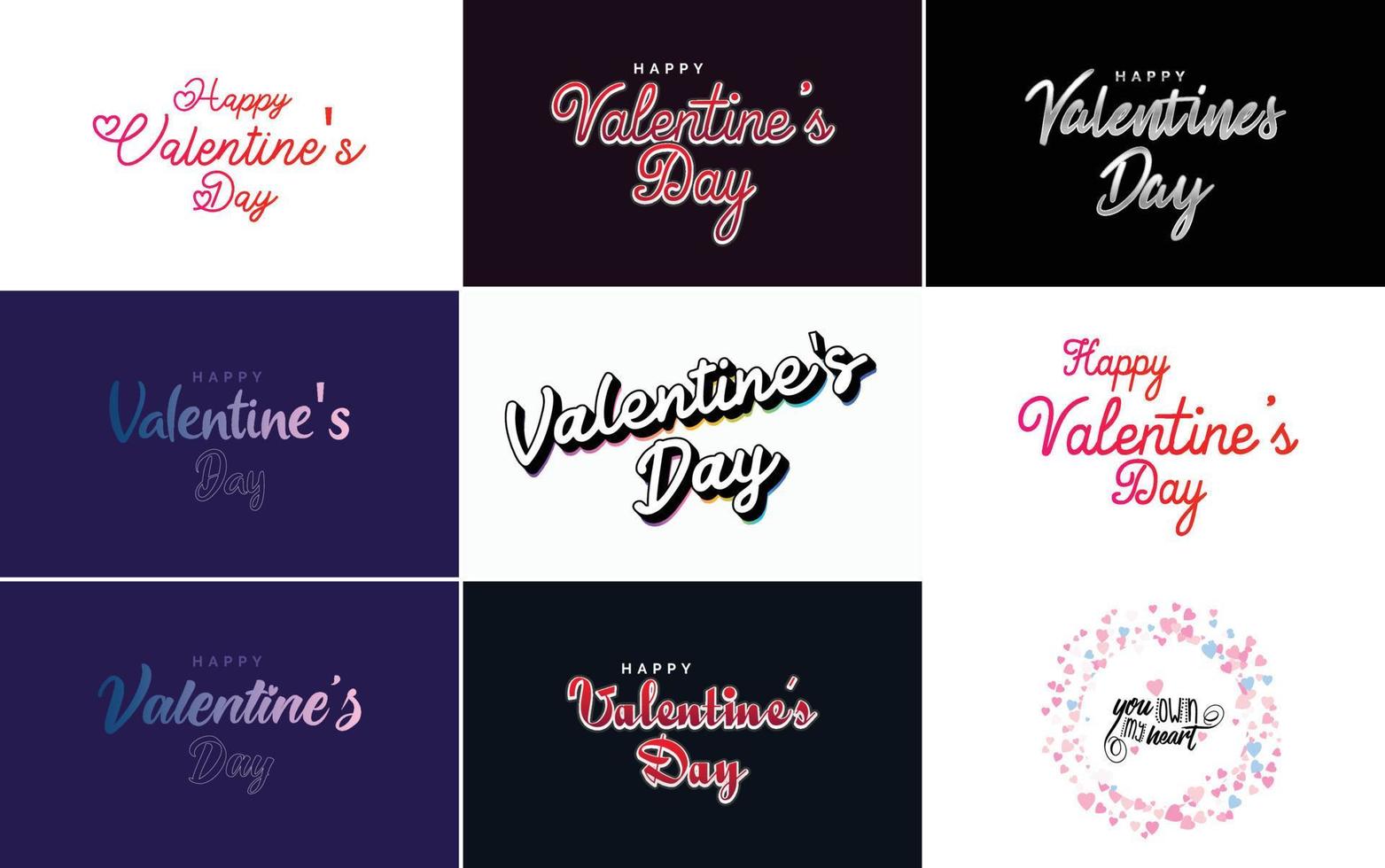 Happy Valentine's Day typography design with a heart-shaped balloon and a gradient color scheme vector