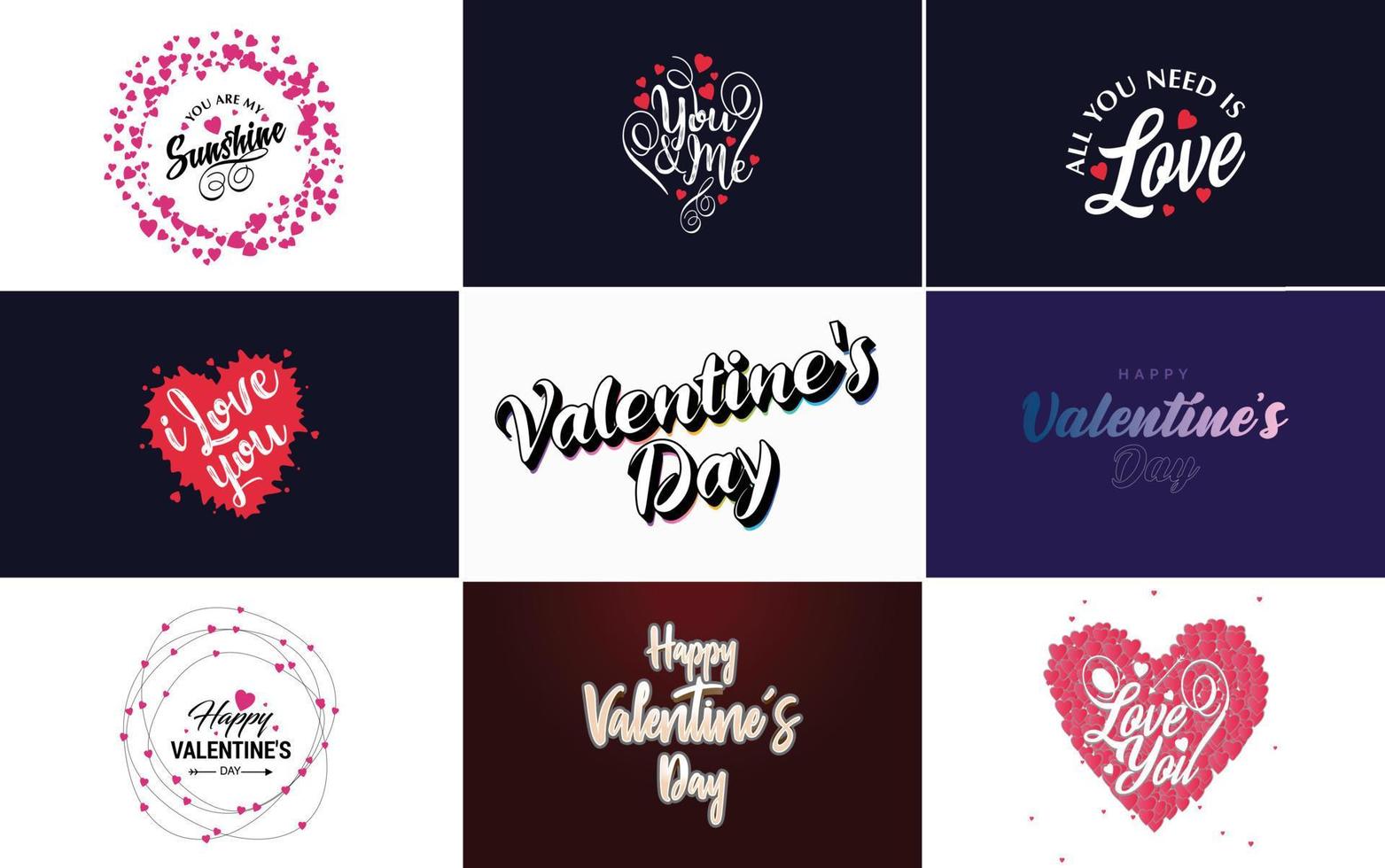 Happy Valentine's Day typography design with a heart-shaped balloon and a gradient color scheme vector