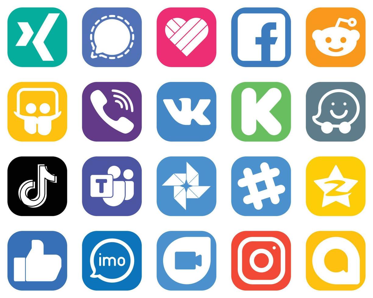 20 Elegant Social Media Icons such as tiktok. funding. reddit and kickstarter icons. Gradient Icon Set vector