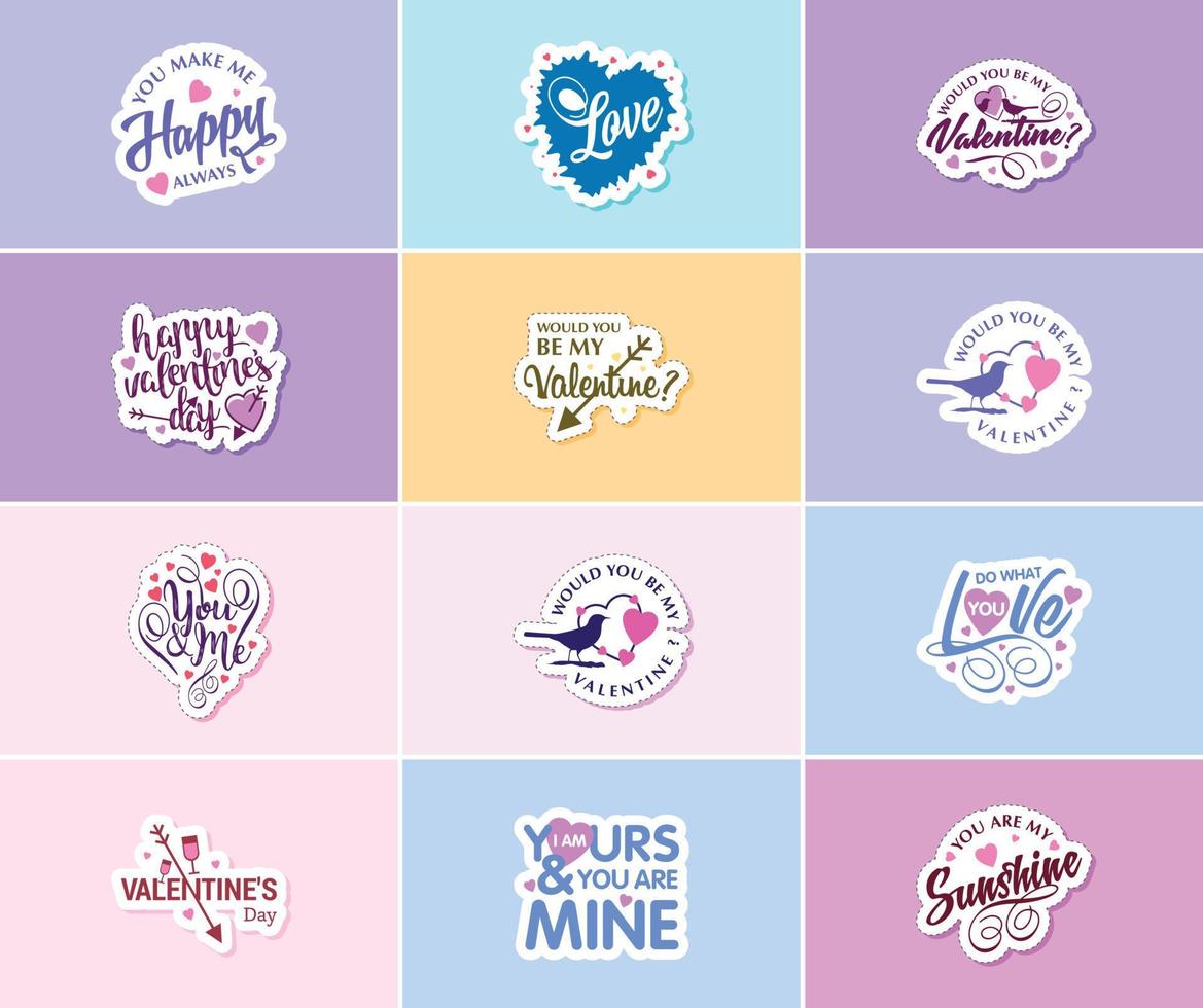 Heartwarming Valentine's Day Typography and Graphics Stickers vector