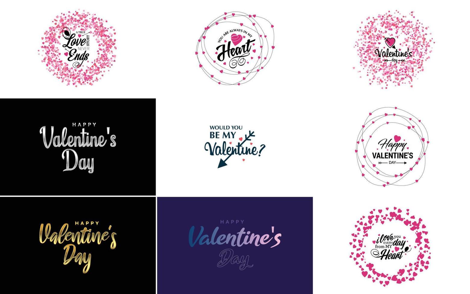 Happy Valentine's Day hand-drawn lettering vector illustration suitable for use in design of flyers. invitations. posters. brochures. and banners