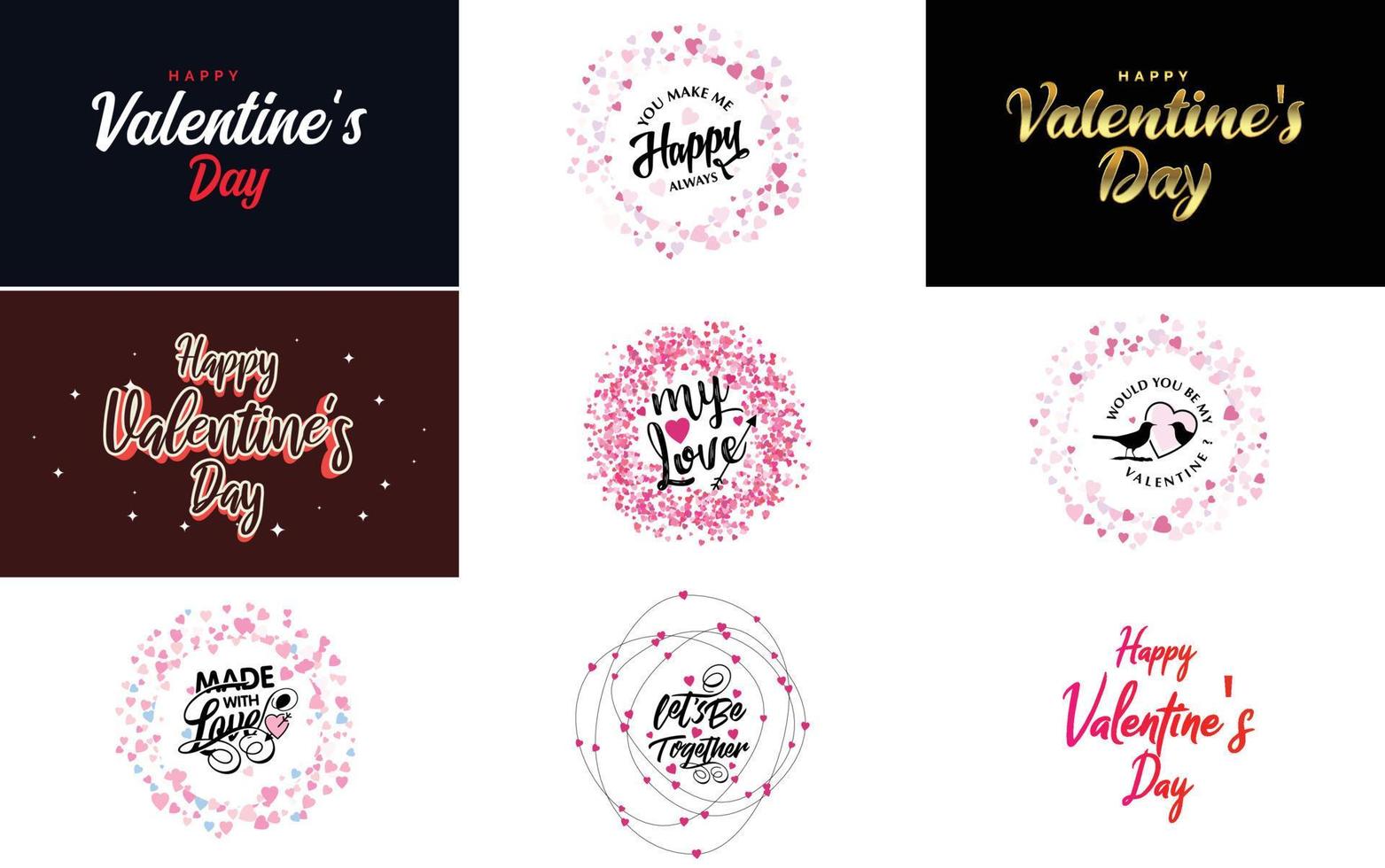 Happy Valentine's Day typography poster with handwritten calligraphy text. isolated on white background vector