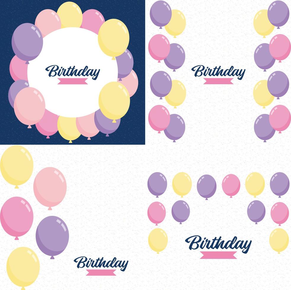 Happy Birthday text with a 3D. glossy finish and abstract shapes vector