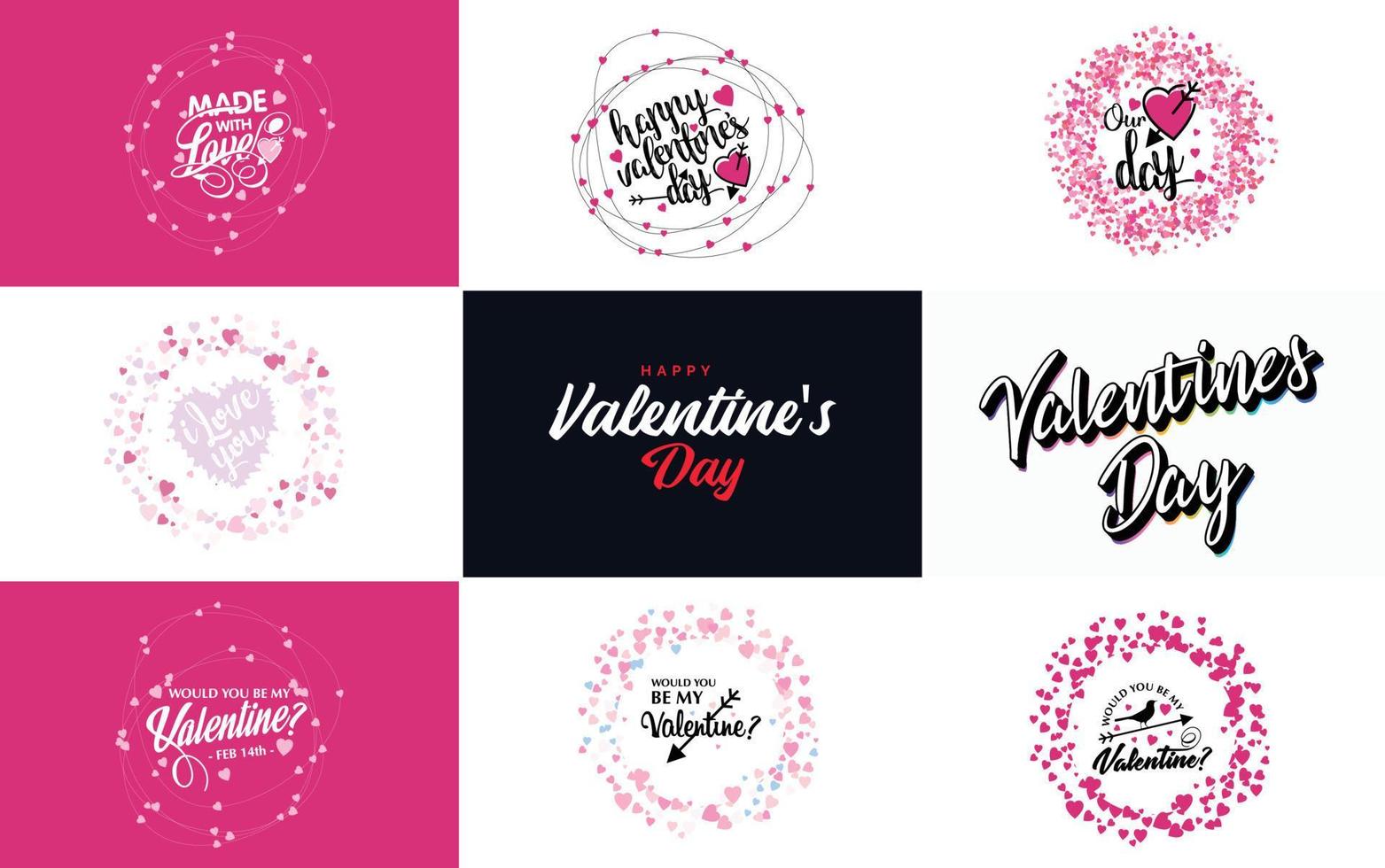 Happy Valentine's Day hand lettering calligraphy text and heart. isolated on white background vector illustration