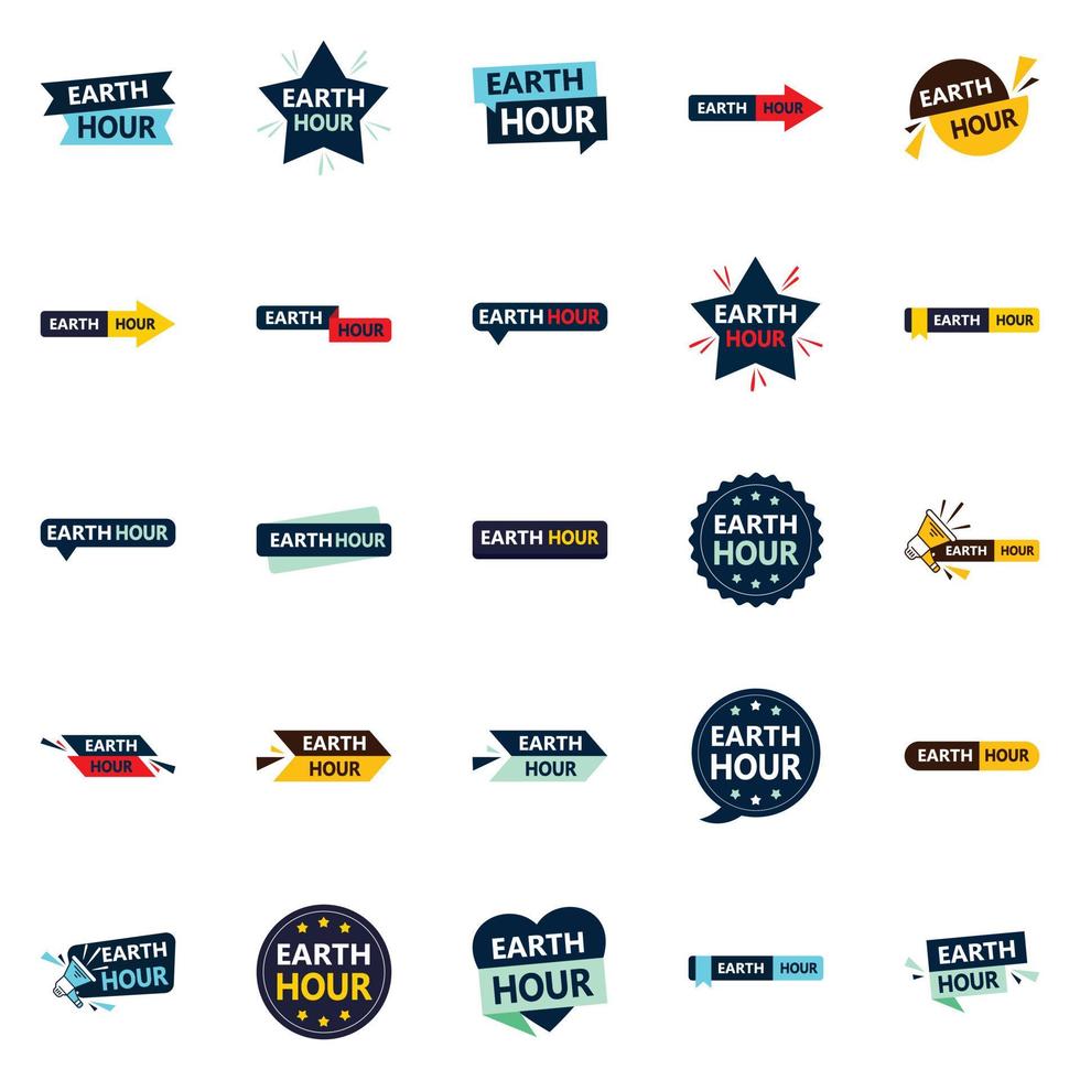 25 Versatile Vector Designs in the Earth Hour Pack Perfect for Environmental Organizations