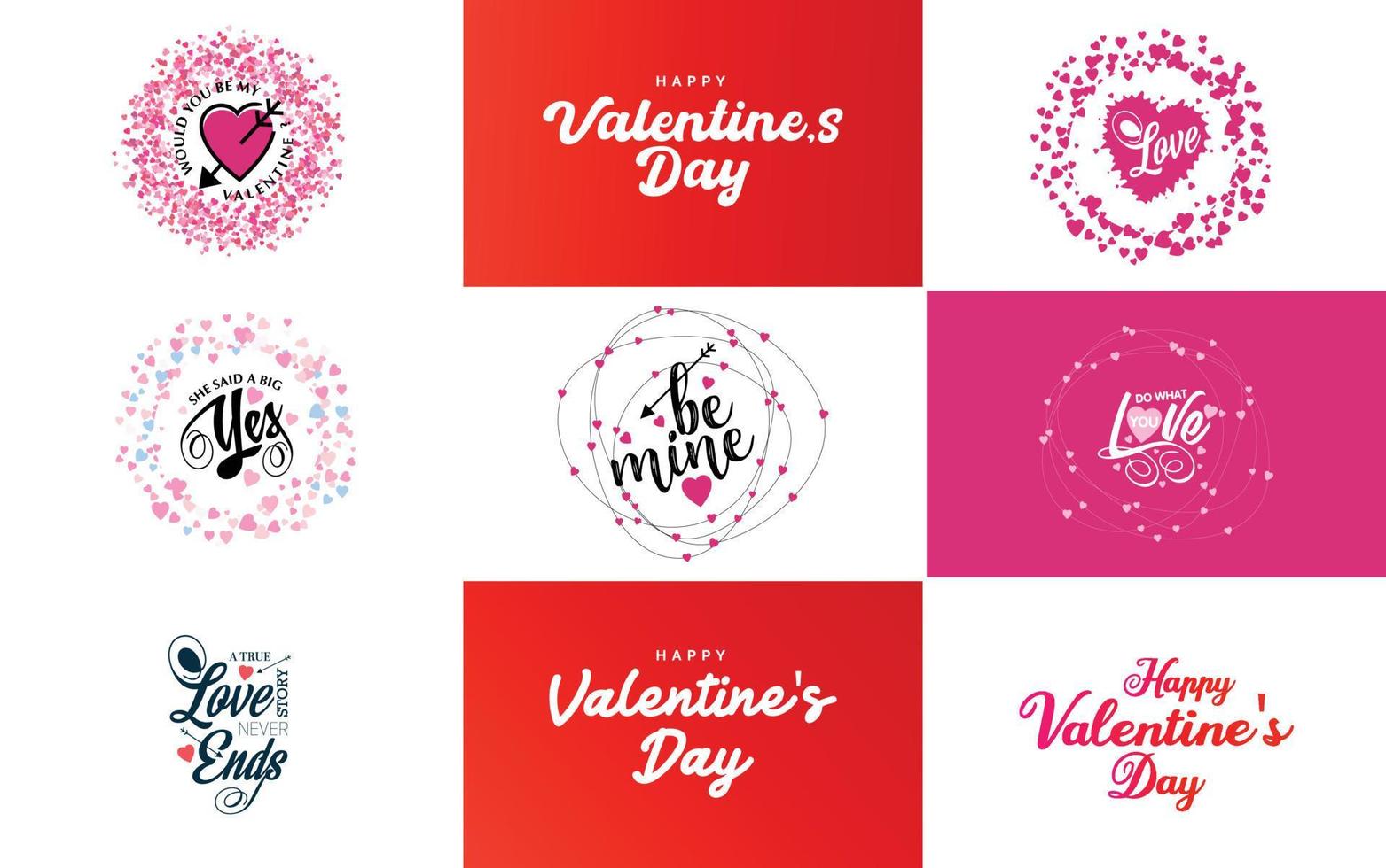 paquete de etiquetas de san valentín de diseño plano rojo vector