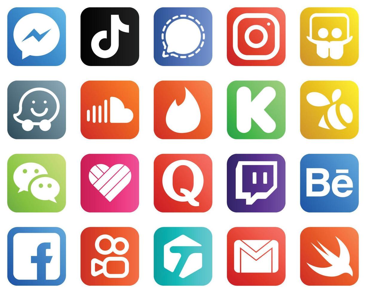 20 Minimalist Social Media Icons such as sound. waze. signal. slideshare and meta icons. Professional and high definition vector