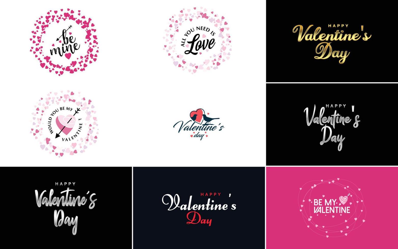 Happy Valentine's Day typography poster with handwritten calligraphy text. isolated on white background vector illustration