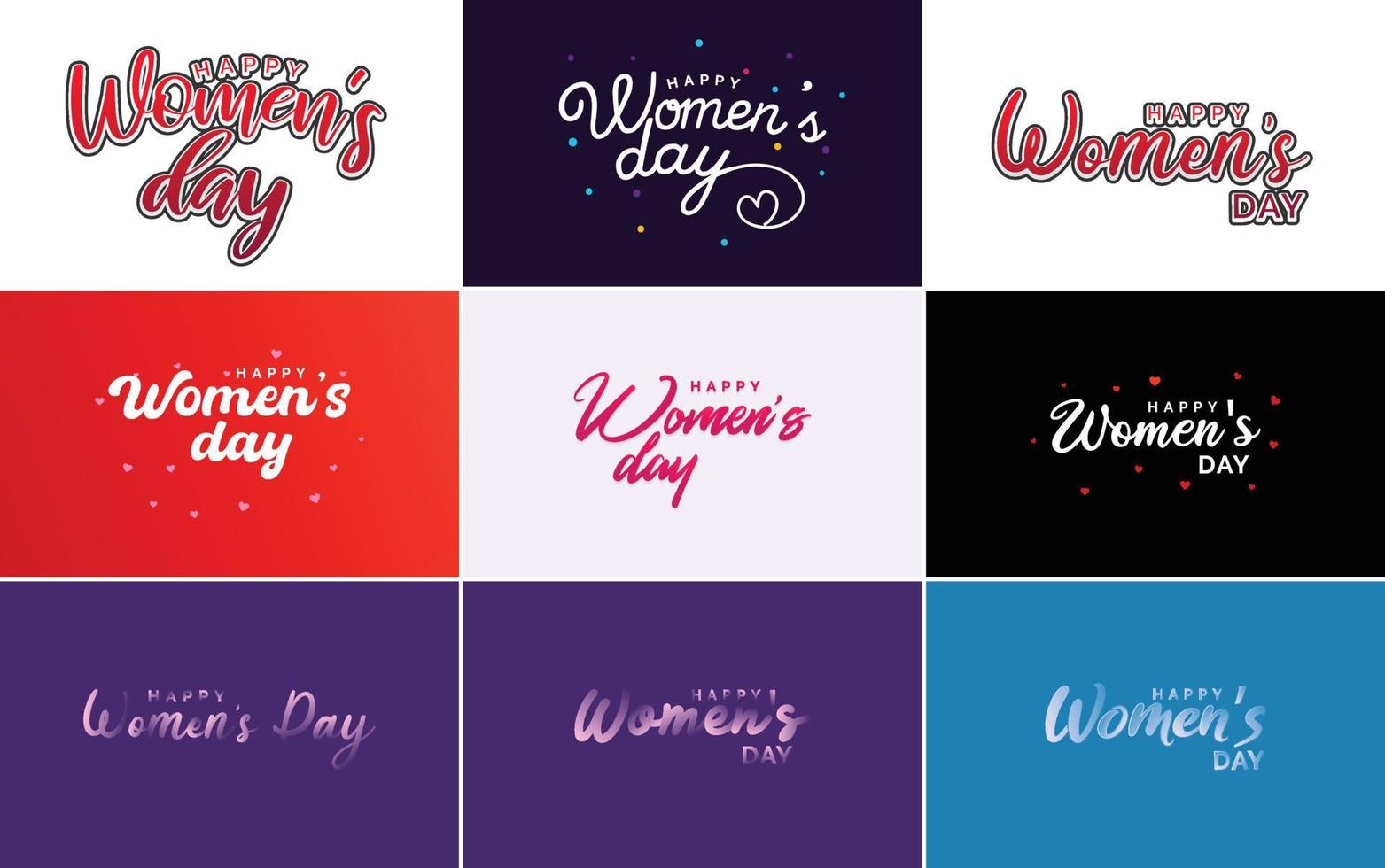 Set of International Women's Day cards with a logo and a gradient color scheme vector