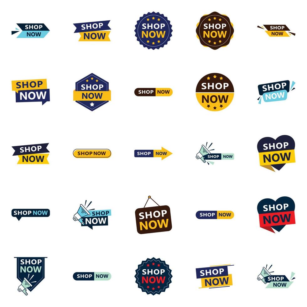 Get Your Customers Shopping with Our Pack of 25 Shop Now Sale Banners vector
