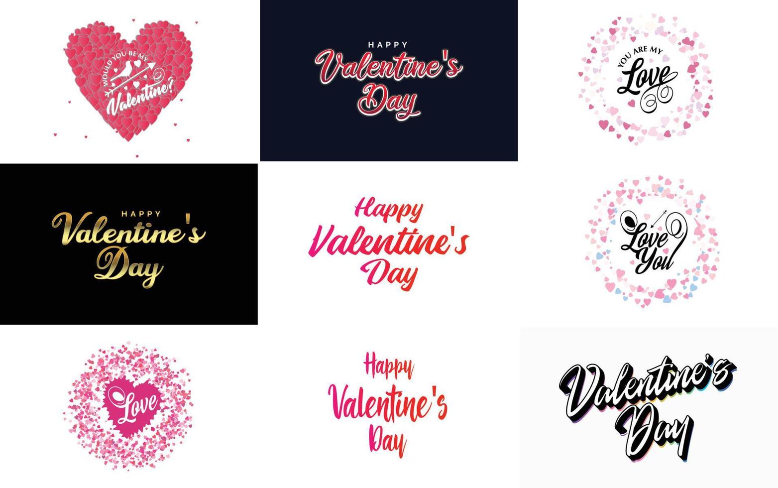 Happy Valentine's Day typography poster with handwritten calligraphy text. isolated on white background vector